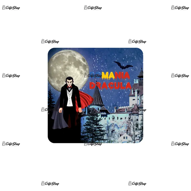 Dracula castelul bran, suport coster din lemn, model a